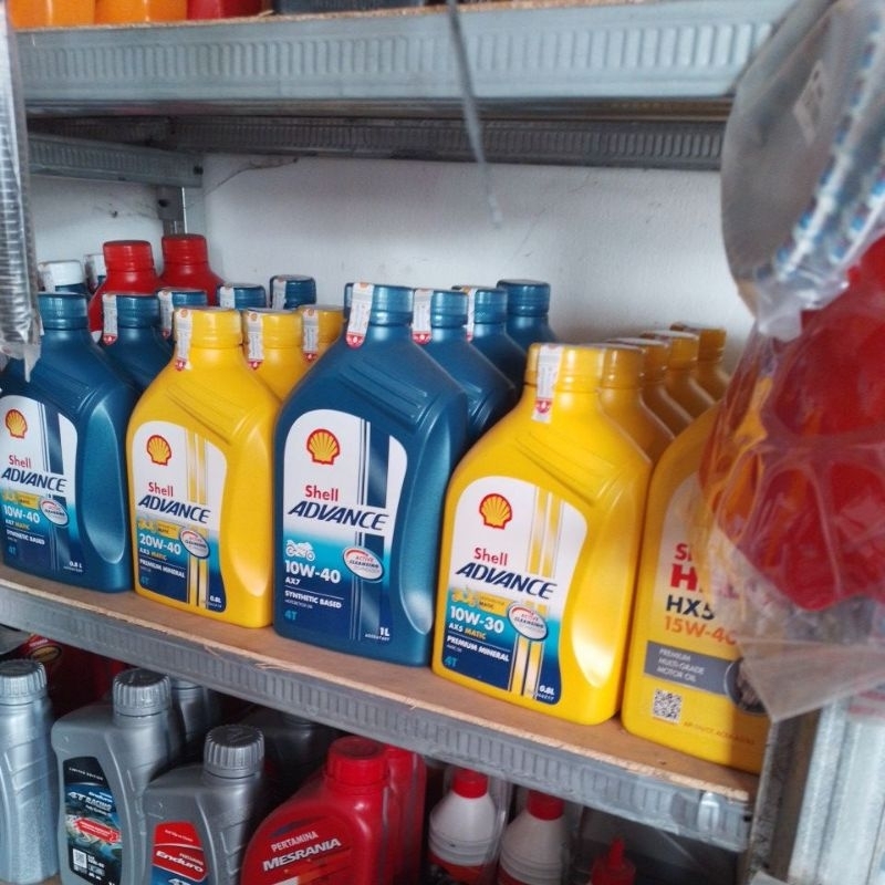 paket oli motor shell advance ax5,ax7,ax3,helix bebek matic 0,8L/1L+oli gear murah asli100%original