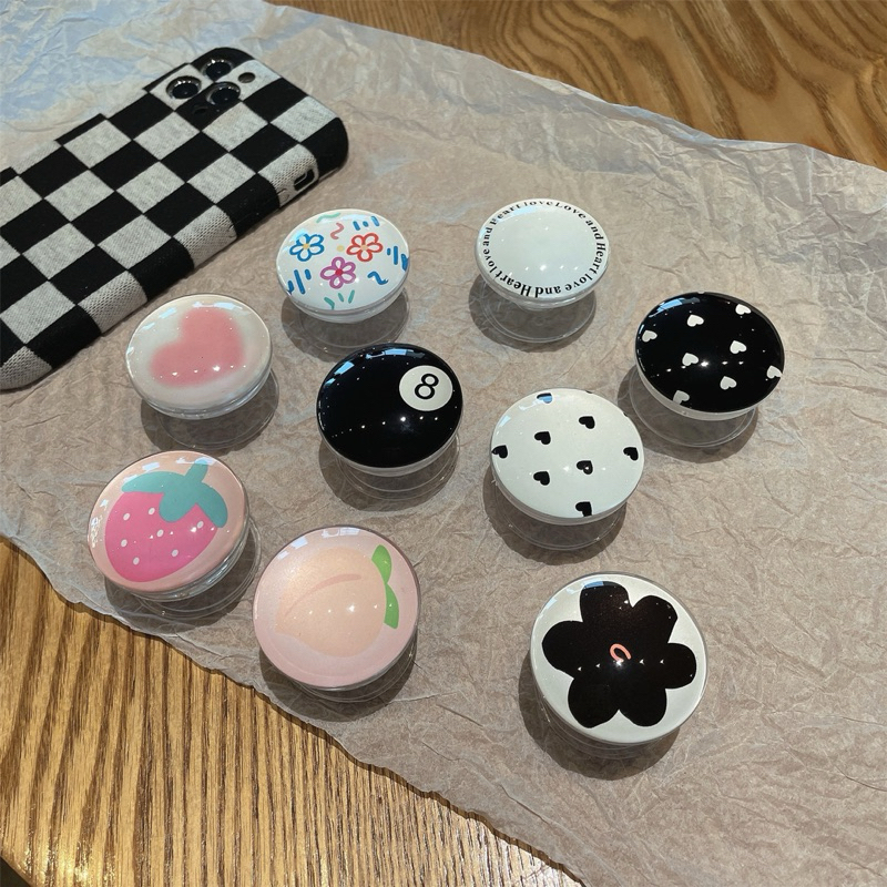 Popsocket Korea Simple Aesthetic Love / Bunga / Billiard 8 ball Griptok Ghibli Totoro Spirited Away 