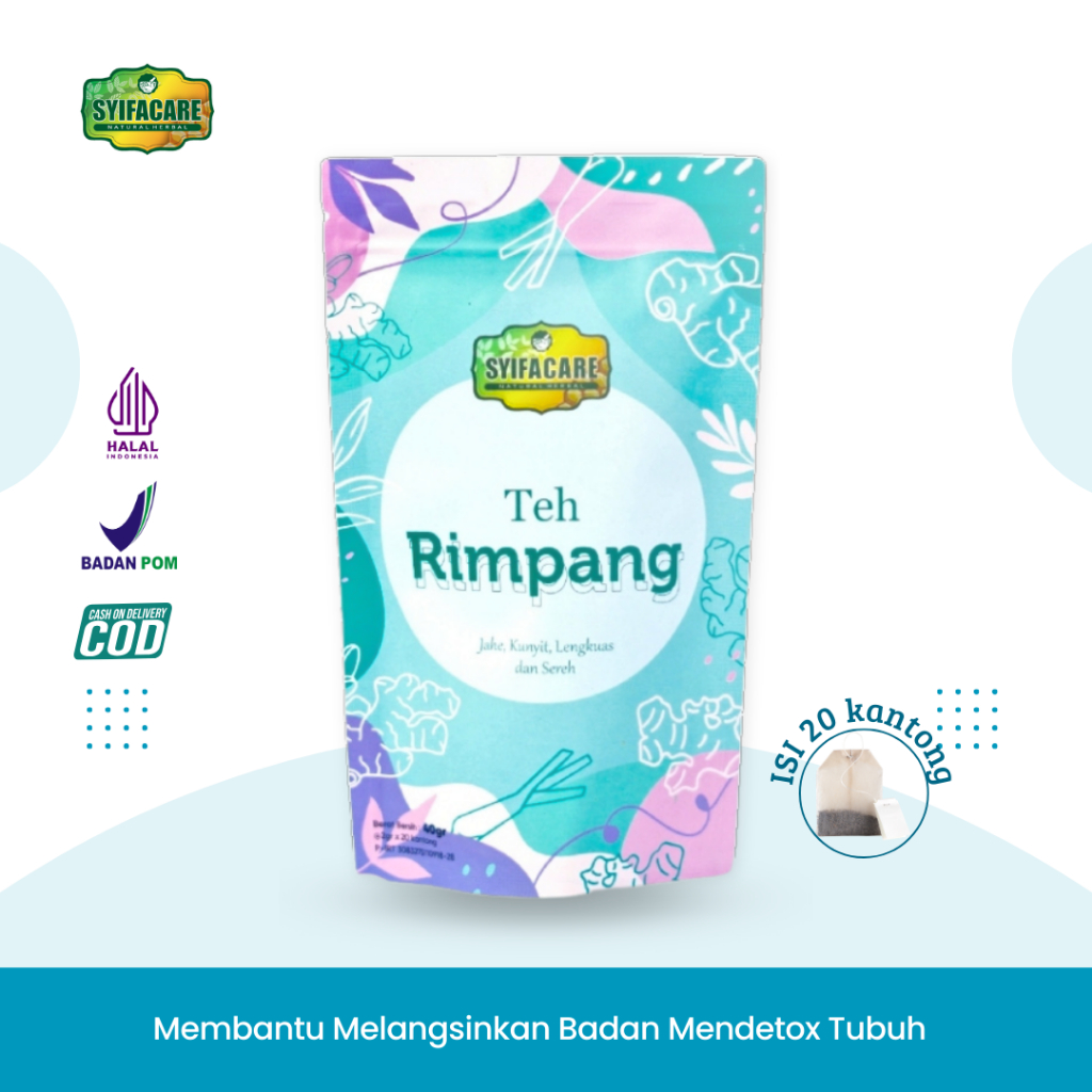 

TEH RIMPANG Syifacare Teh Celup Bahan Alami Herbal Jahe Kunyit Sereh Lengkuas Jamu Instan BPOM