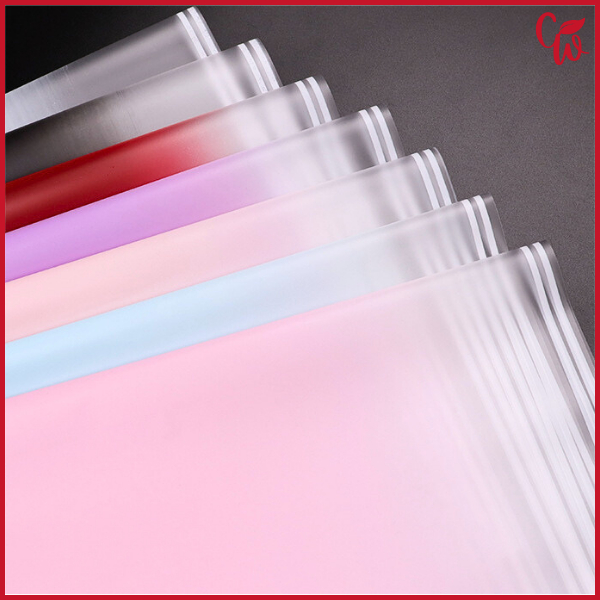 

20 Lembar Kertas Buket Gradasi Cellophane Gradient Double Line Flower Wrapping Paper KB6044