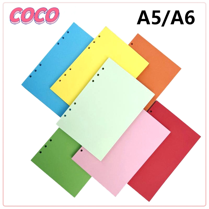 

Inti pengganti buku catatan kertas lepas warna buku catatan 6 lubang A6/A5 Garis kosong/kisi/horizontal - coco_market