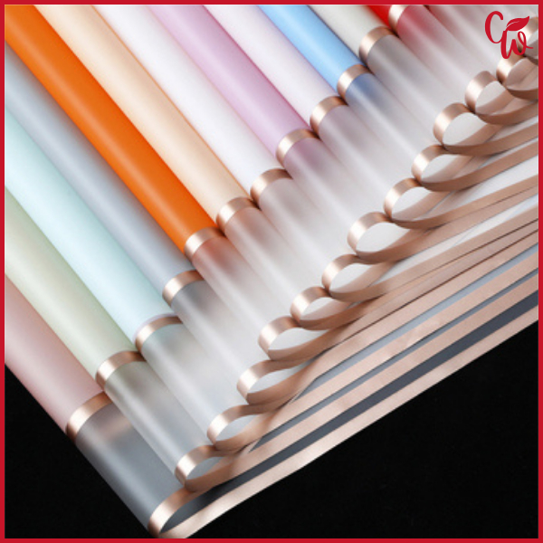 

Flower Wrapping Paper Double Frame List Gold Cellophane Kertas Buket Bunga Florist Ecer KB6132