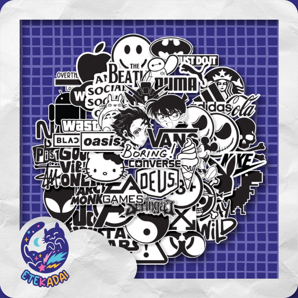 

STIKER PACK HYPEBEAST BLACK WHITE 52 pcs LAPTOP AKSESORIS HP ANTI AIR