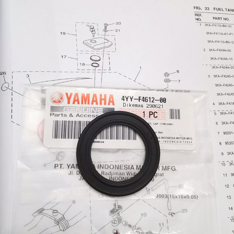 SEAL SIL TUTUP KUNCI TANGKI YAMAHA RX KING F1ZR VEGA JUPITER DLL 4YY-F4612-00