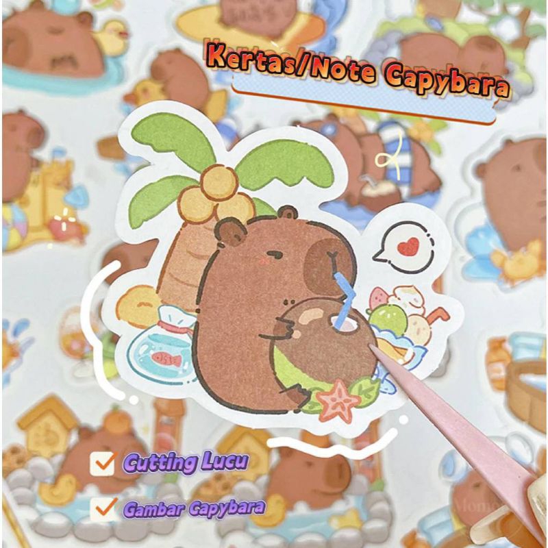 

[100Lembar] Kertas Memopad/ Kertas Kapibara Kartun/ Hiasan Deco Journaling Scrapbook/ Notes Lucu