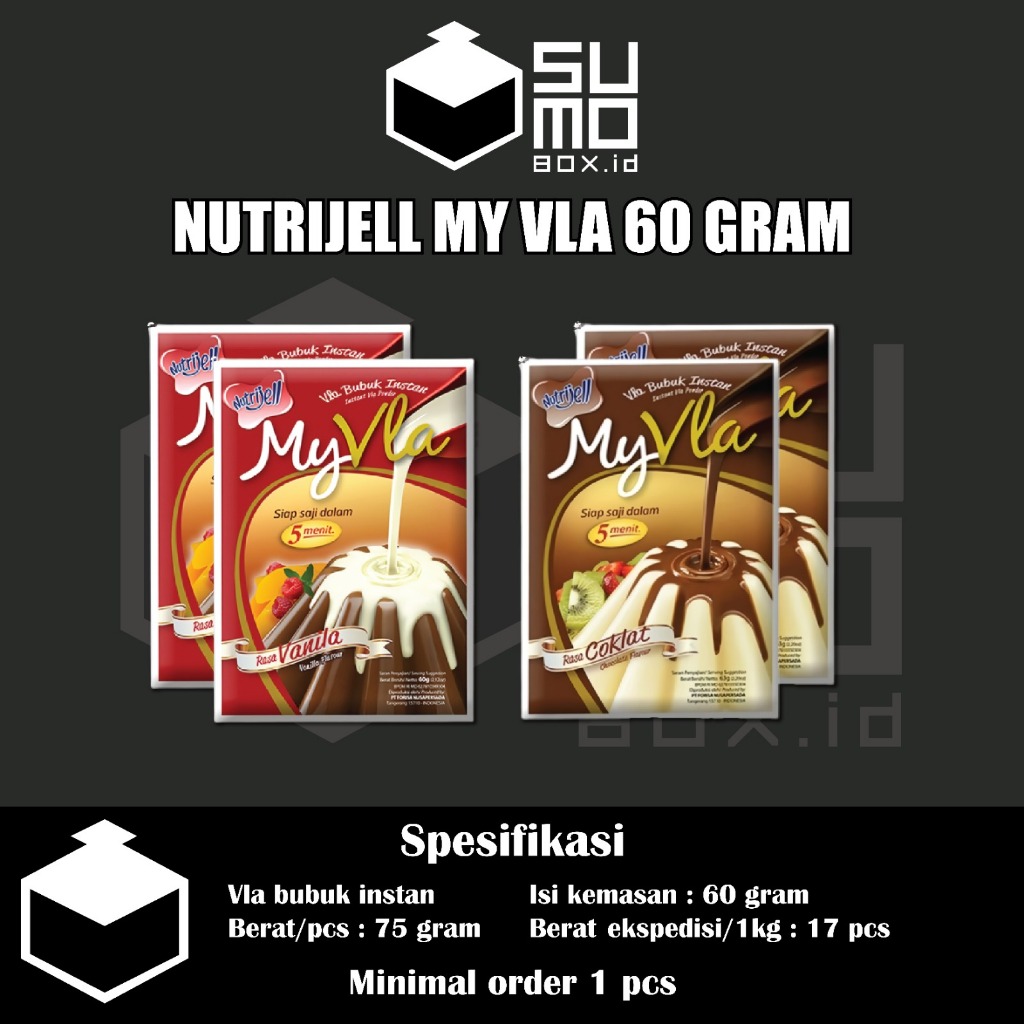 

Nutrijell my fla my vla 60gr nutrijel bubuk instan rasa vanila vanilla dan coklat