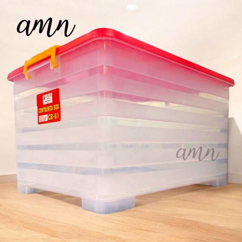Box Container 61 Liter + Roda SLP - Kontainer Box Plastik / Container Box Transparan
