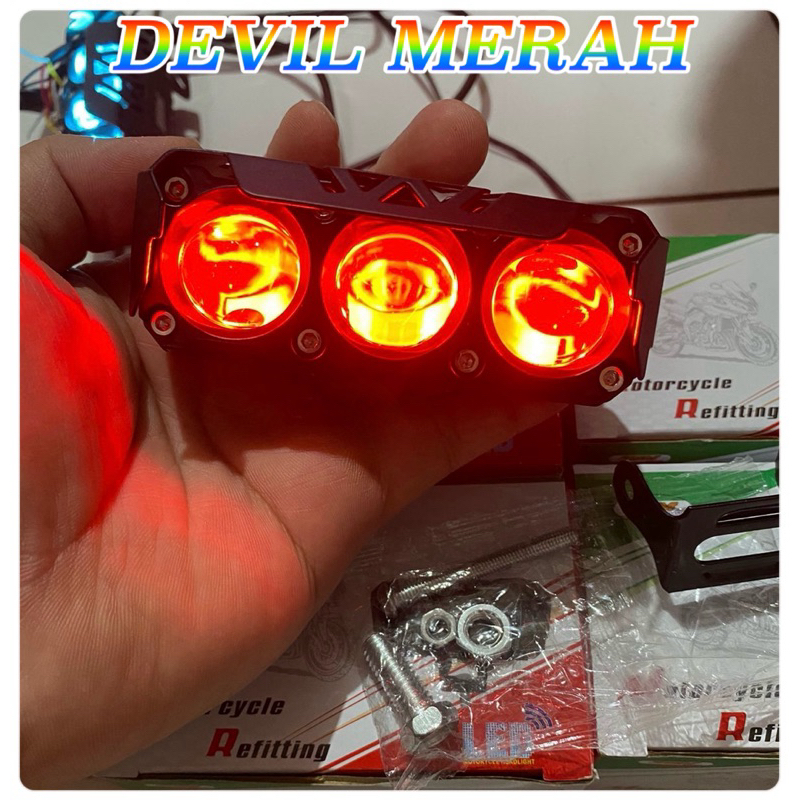 LAMPU SOROT MINI 3 2 WARNA SQL DEVIL NON DEVIL AC DC MOTOR MOBIL TRUK