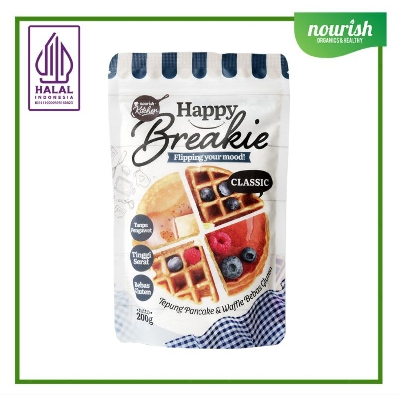 

Nourish Happy Breakie Premix Tepung Gluten Free Pancake dan Waffle Classic 200 gram