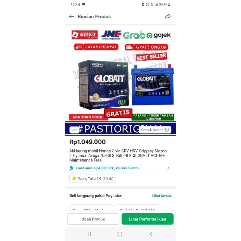 Aki Kering NS60LS Globatt MF Mobil Civic HRV CRV Vios Innova bensin Yaris Sienta wulling Convero