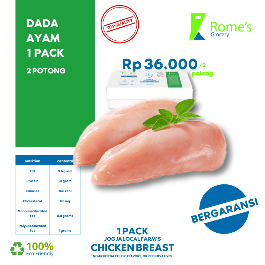 

Dada Ayam | 500gr | 1 Pack/2Potong | Fresh&Organik | Bergaransi | Rome's Grocery