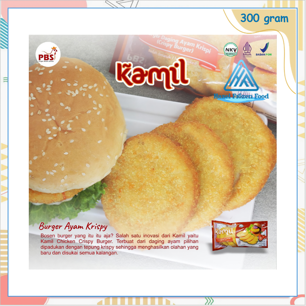 

Kamil Burger Daging Ayam Krispi 300 g Frozen Food Karawang