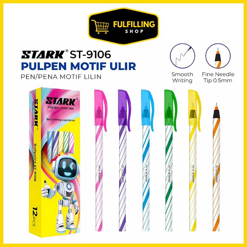 

Pen Ulir/ Pen Lilin/ Pulpen Murah STARK 12 pcs Tinta Hitam