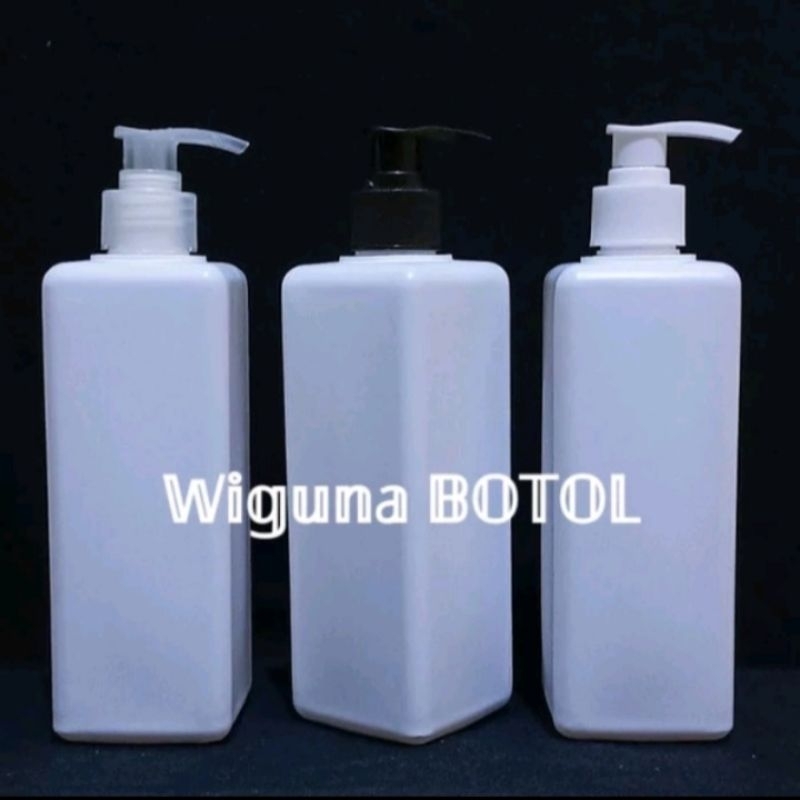 Botol Pump 500ml Kotak Hdpe Putih Doff / Botol Hdpe 500ml Putih Kotak Tutup Pump Lotion / Botol