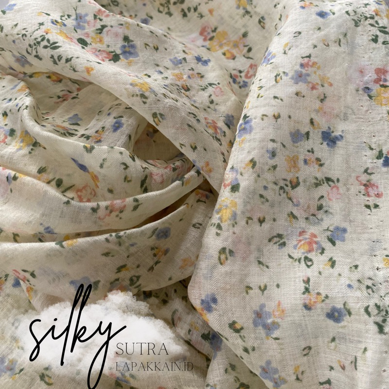 kain katun silky motif/kain silky sutra/kain silky sutra/kain motif cantik/kain motif bunga
