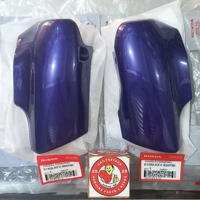 COVER TUTUP FORK SHOCK SKOK DEPAN UNGU KANAN KIRI HONDA SUPRA XX X 100 ORIGINAL ORI 61400-KEV-880FMI