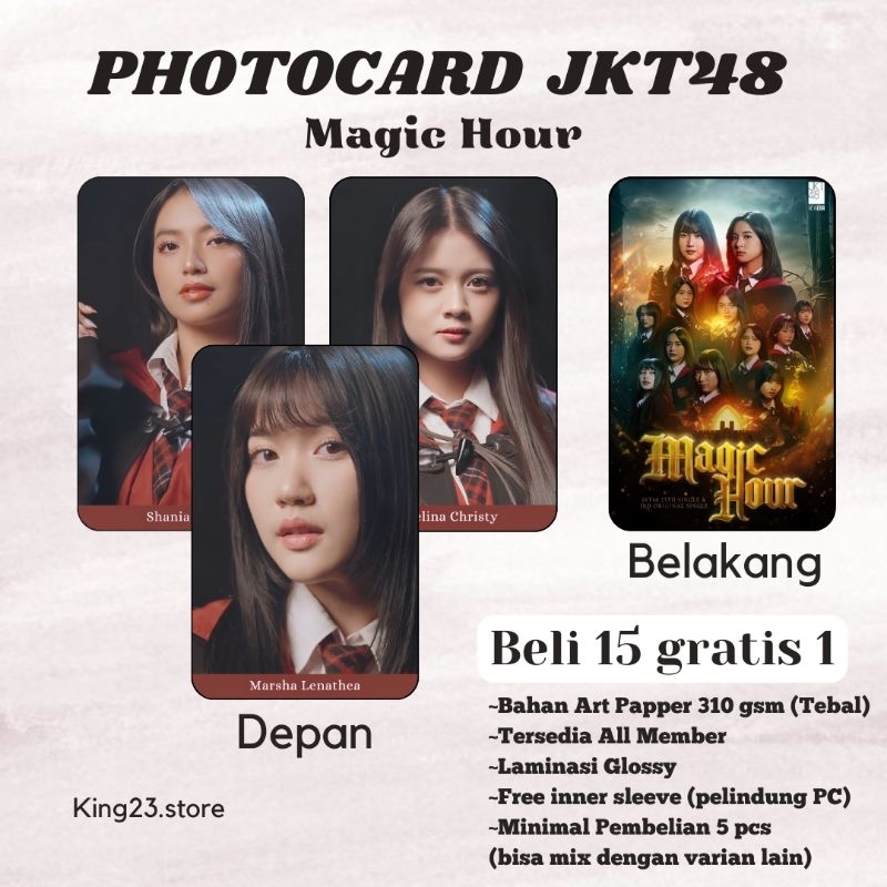 Photocard JKT48 PC JKT48 Unofficial/Fanmade Edisi Magic Hour,Zee, Marsha,Adel,Gracia,Feni,Gita, Kath