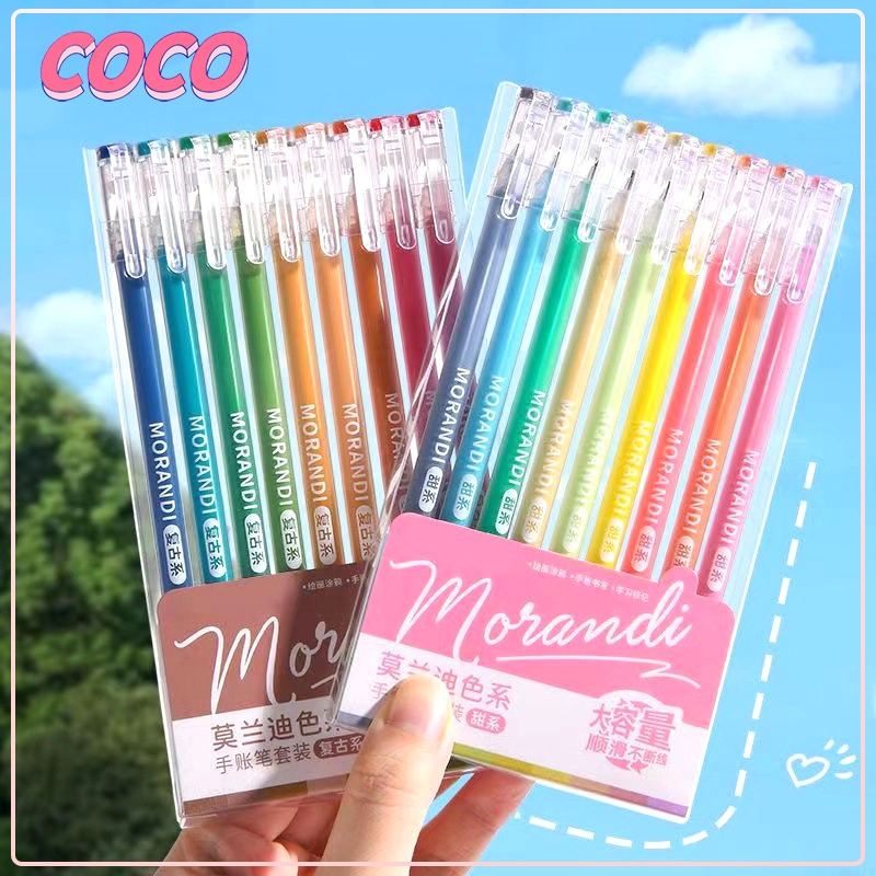 

Ay00! Set 9pcs Pulpen warna warni acrylic marker drawing pen set 0.5mm pena pulpen aesthetic morandi