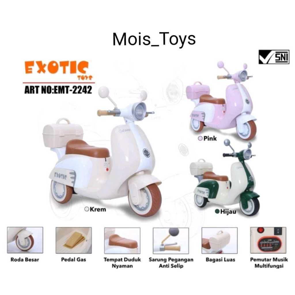Mainan Motor Aki Anak Vespa Exotic EMT 2242 EXOTIC MOTOR AKI 2242 VESPA