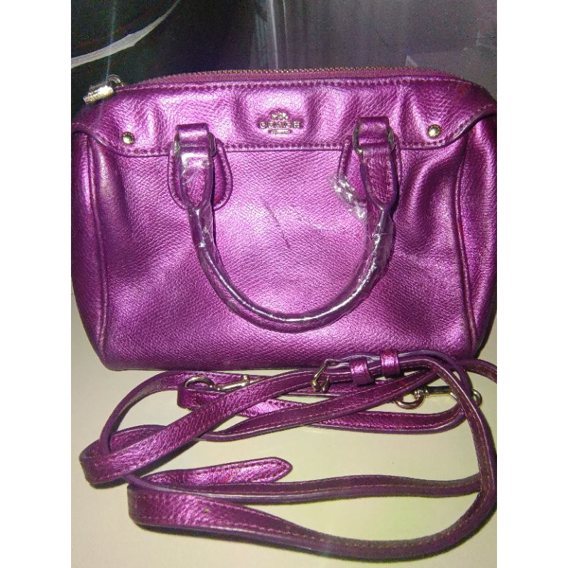 (Preloved Pedas) Coach* Bennet Magenta Leather Speedy Bag
