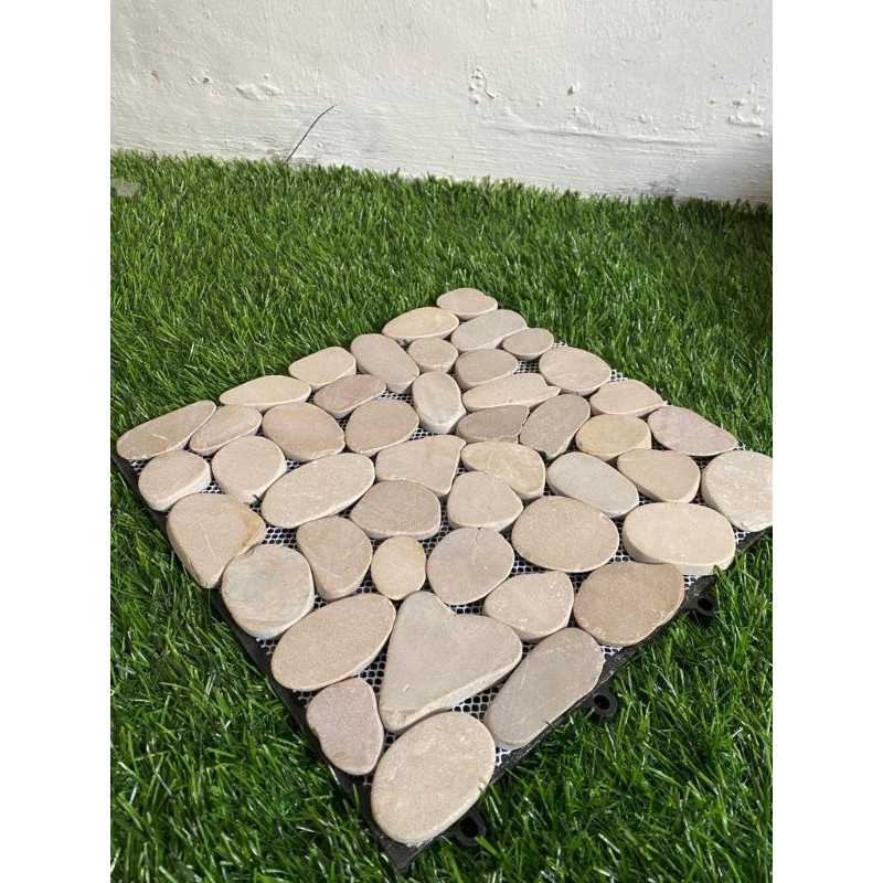 Lantai Decking Tile Batu Mozaik Slice Putih - Batu ubin Mozaik bongkar pasang - Batu mozaik Bongkar 