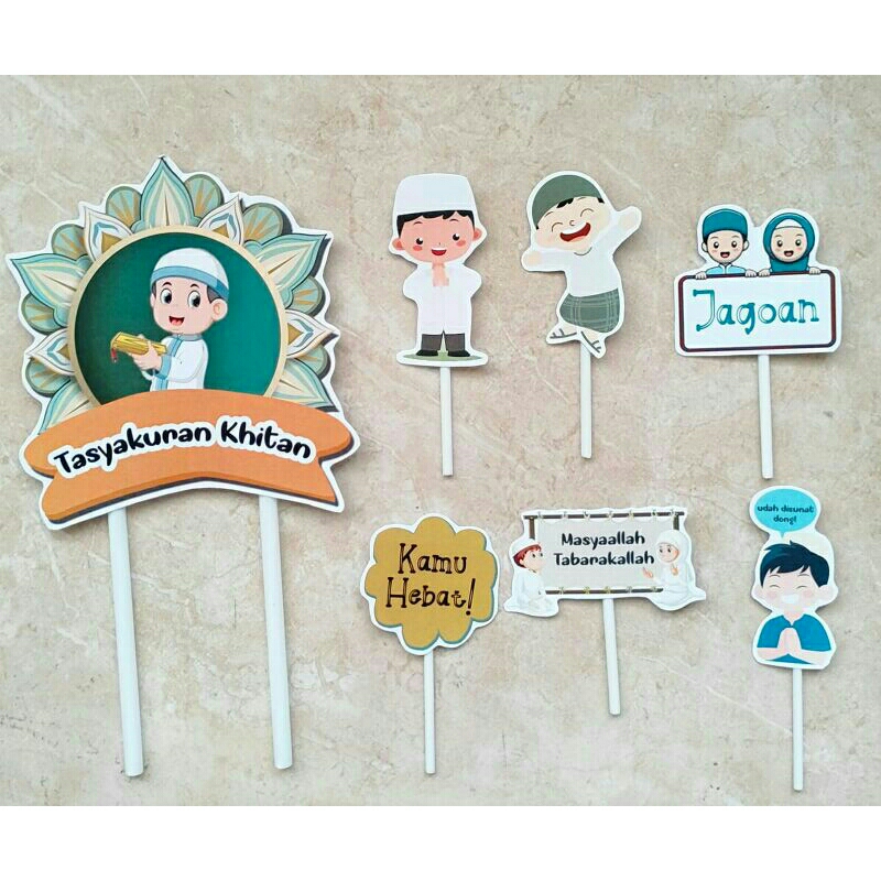 dekorasi kue cake topper hiasan kue tema tasyakuran khitan sunatan sunat khitanan