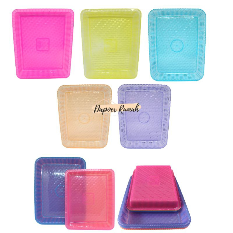 Nampan Kotak Motif Anyam/Nampan Plastik Kotak/Nampan Anyam