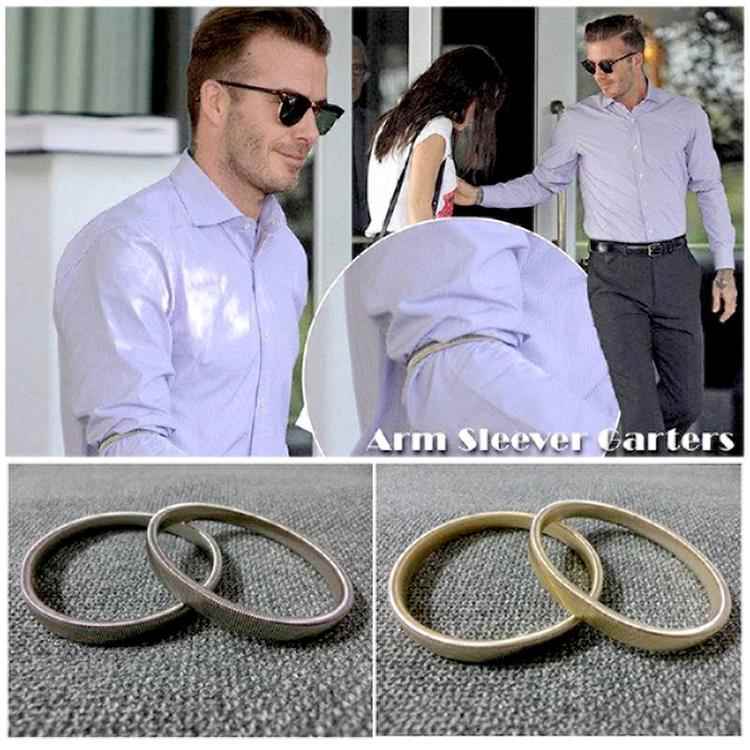 2Pcs Metal Sleeve Garter Logam Armband Bartender Handband Metal Elastis Metal Armband Stok Lokal