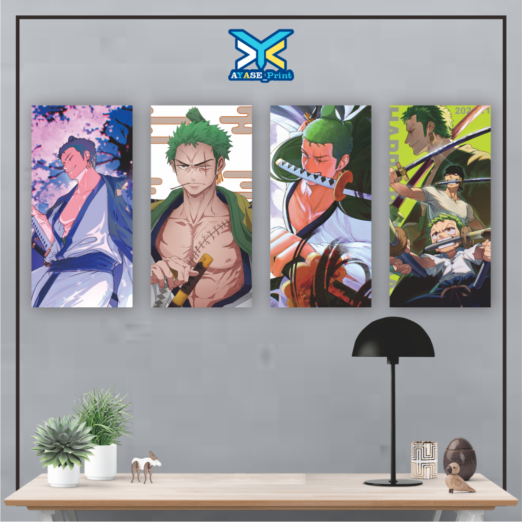 Wall Decor RORONOA ZORO ONE PIECE Pajangan Poster Kayu Hiasan Dinding KamarTidurWallpaperAnime