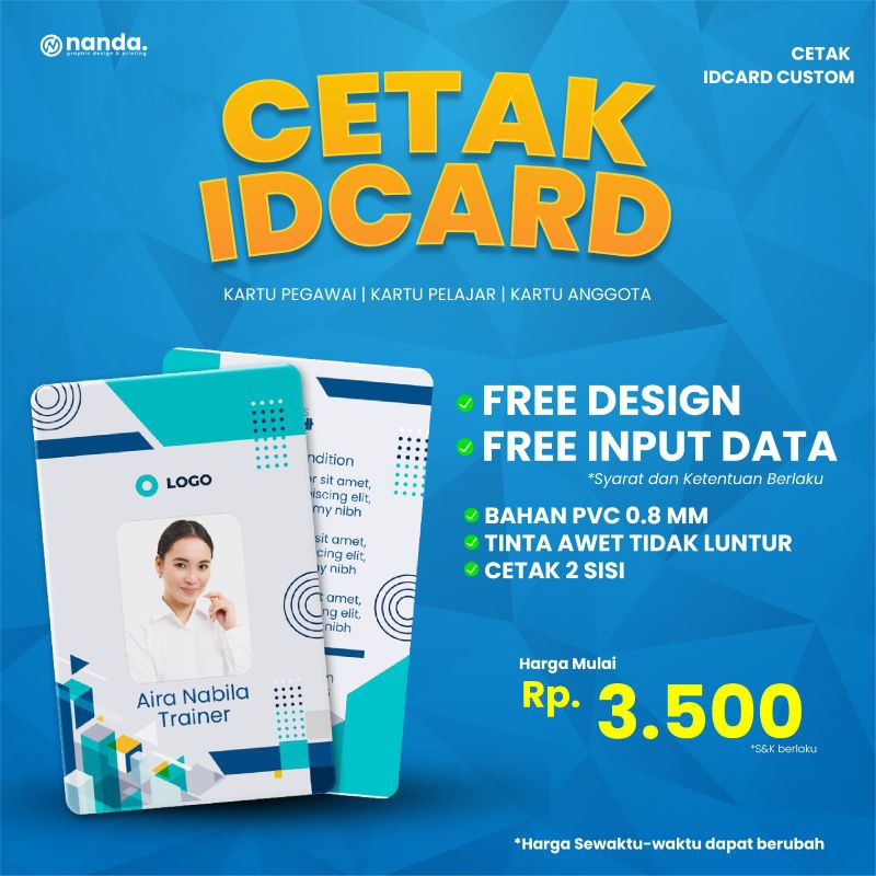 

IDcard Custom Desain Satuan juga bisa