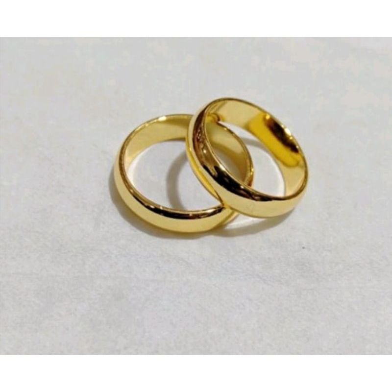 Cincin Tunangan Wanita/pria polos  Lapis Emas 24k (2pcs)