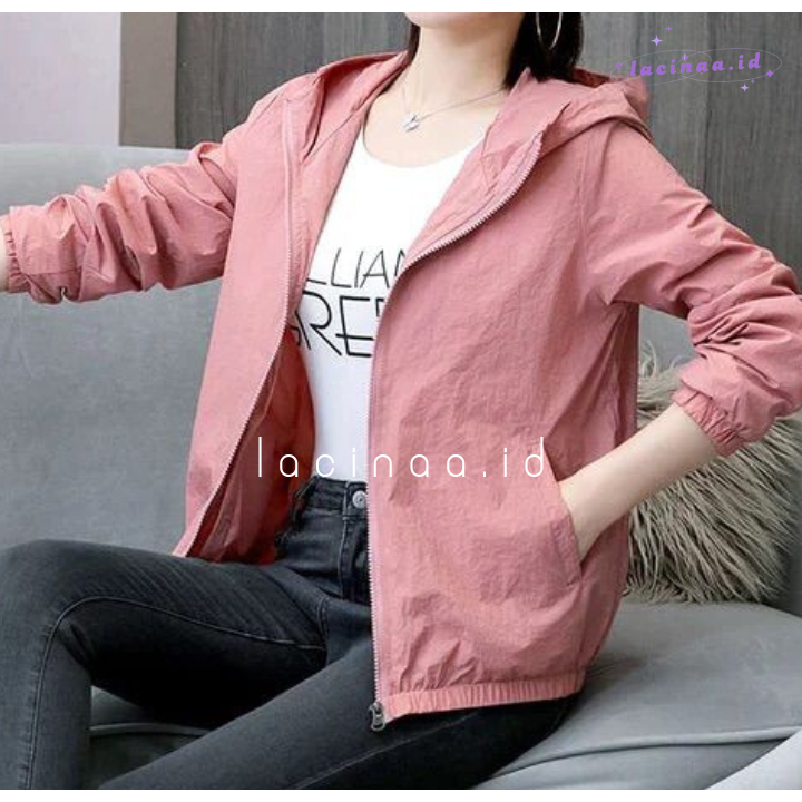 lacinaa.id JAKET KARET WANITA HOODIE POLOS  HOODIE