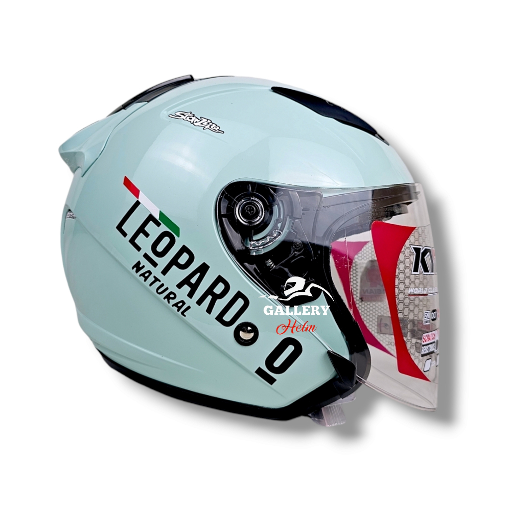 Kyt Galaxy Flat R Sage Green Leopard / Helm Kyt Half Face