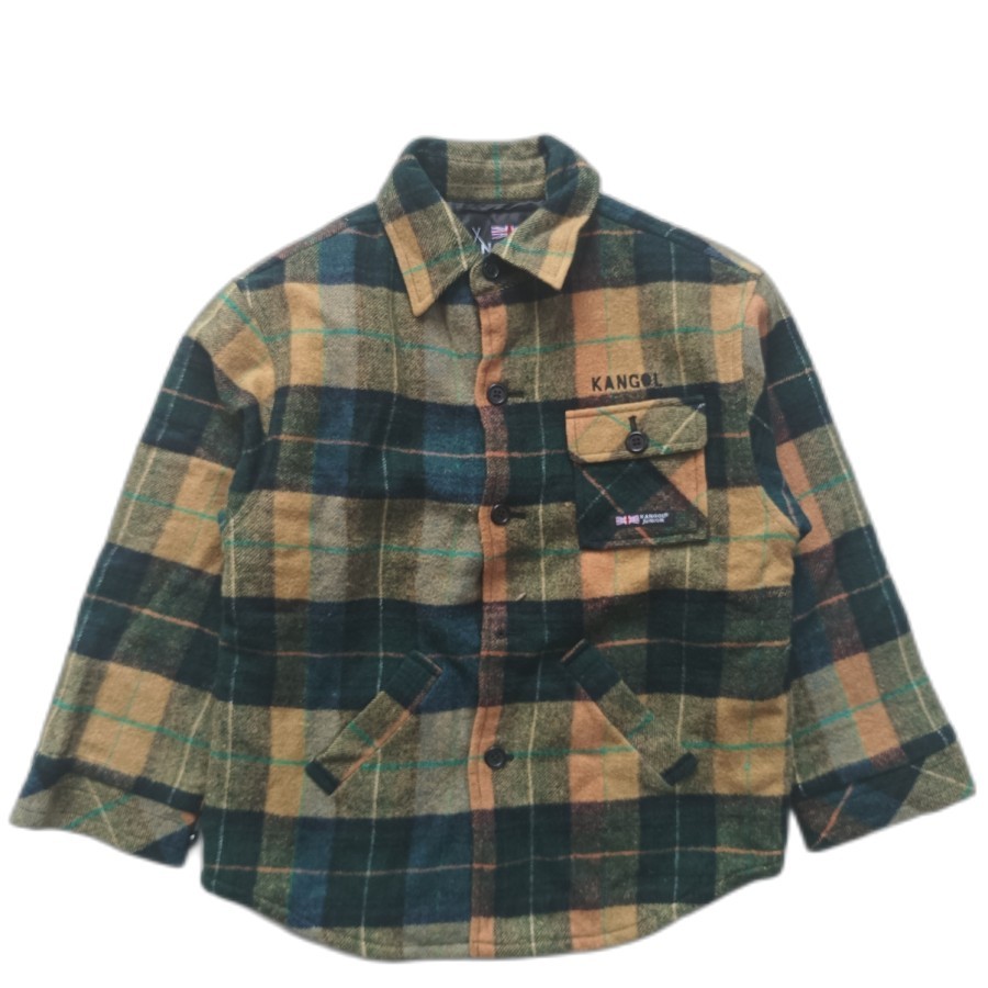jaket anak Kangol Junior heavy weight plaid flannel shirt outer jacket