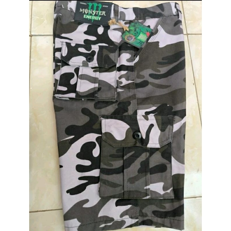BIG PROMO CELANA PENDEK CARGO LORENG ARMY PUTIH PRIA/WANITA