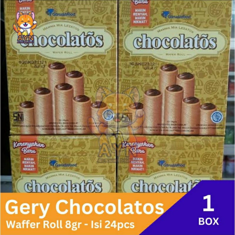 

Gery Chocolatos Waffer Roll 8gr (1box isi 24pcs)