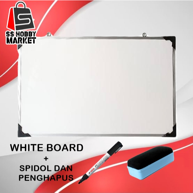 

Whiteboard Papan Tulis Spidol dan Kapur Whiteboard / Blackboard Ukuran 40X60 (FREE SPIDOL DAN PENGHAPUS)