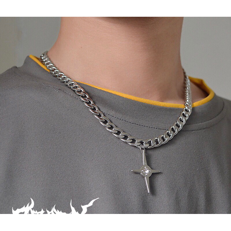 Phantom Necklace - Kalung Titanium Pria Elegant Keren Model Bintang Laki-laki