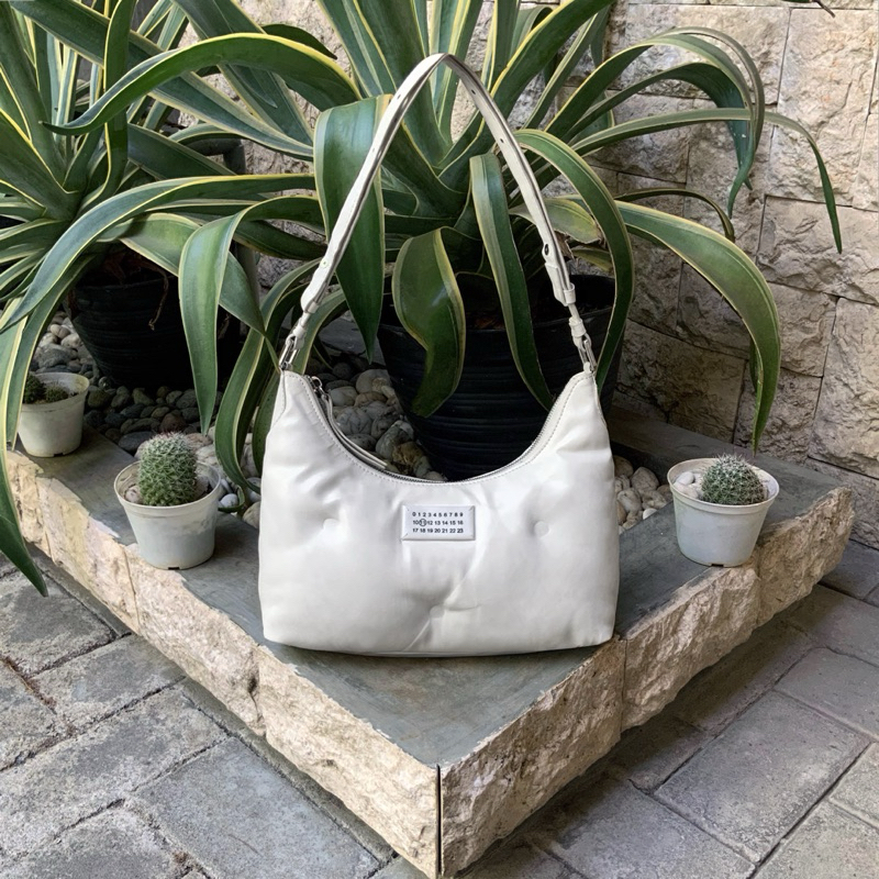 MAISON MARGIELA GLAM SLAM SMALL HOBO BAG GREIGE