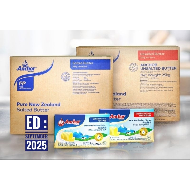 

Anchor Salted Unsalted Butter 227gr 200 Gram Halal Premium Import New Zealand