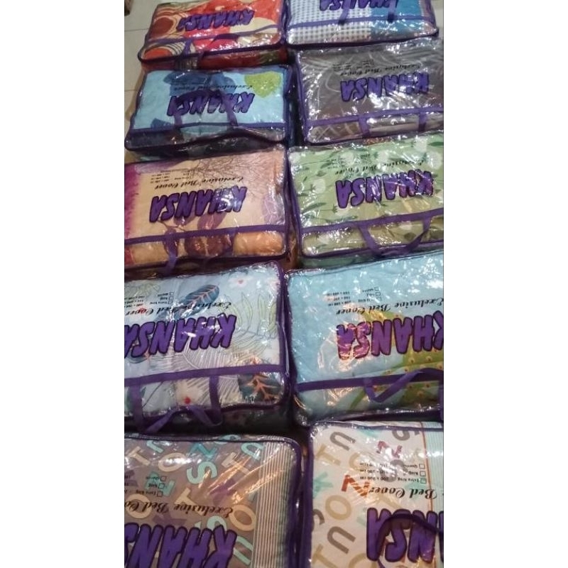 BEDCOVER KHANSA BED COVER MURAH JUMBO KING 180X200CM ADEM LEMBUT