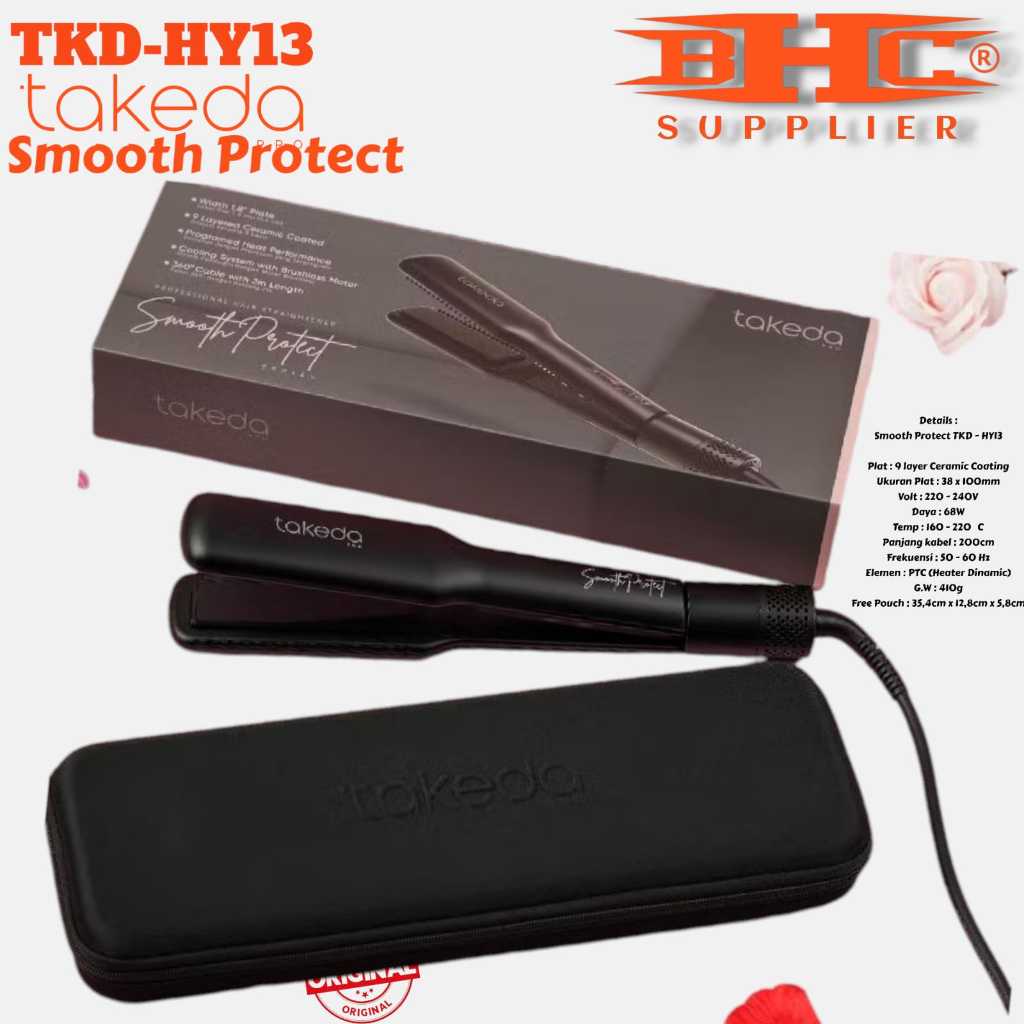 TKD-HY13 Smooth Protect Takeda Pro Catokan Rambut Original Pelurus Rambut Nano Red Catok Garansi Res