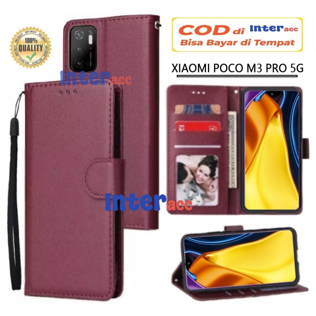 CASING XIAOMI POCO M3 PRO 5G LEATHER CASE PREMIUM-FLIP WALLET CASE KULIT KESING DOMPET-FLIP COVER-SA