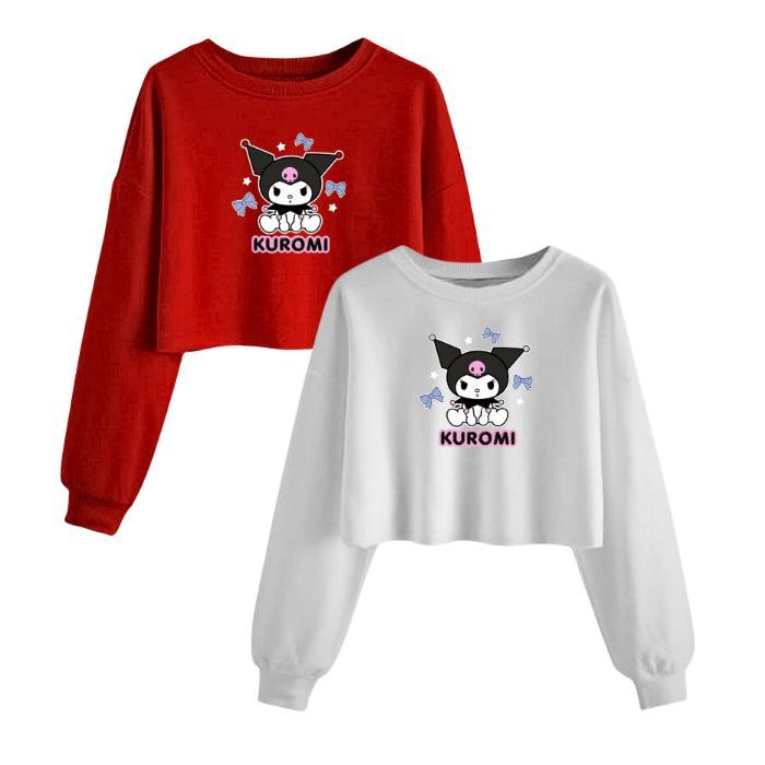 Baju Crop Top Anak Perempuan Atasan Lengan Panjang Usia 3-12 Tahun Motif Kuromi 1 Pakaian Anak Crop 