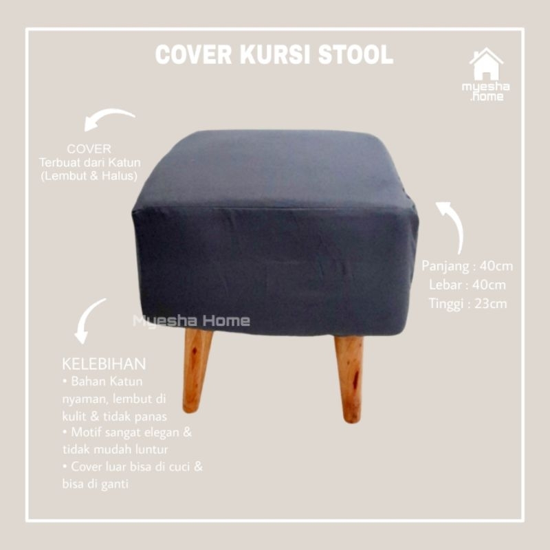Cover Kursi Stool Kotak / Sarung Kursi Stool Kotak warna Abu Abu
