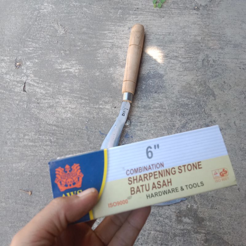 paket pisau dapur baja per putih plus asahan, pisau baja pisau per