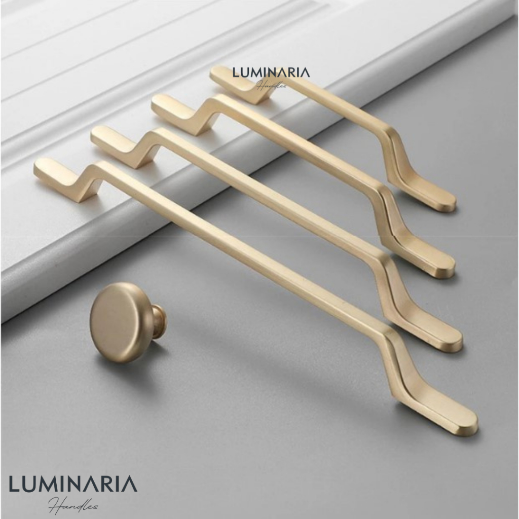 Tarikan Lemari Cabinet Minimalis Bow Golden Gagang Pintu Laci Emas Knob Handle Laci - LUMINARIA