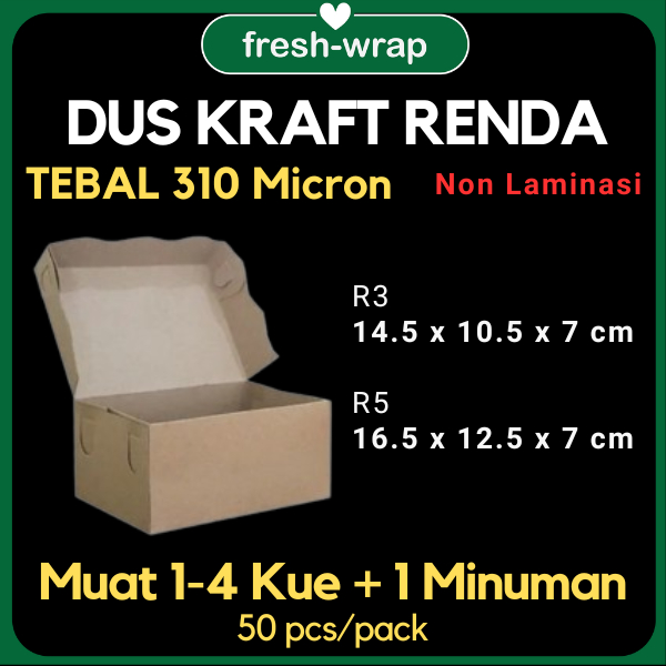 

Snack Box Kraft Renda R3 dan R5 TEBAL 310 Gsm Muat 1-4 Kue dan 1 Minuman