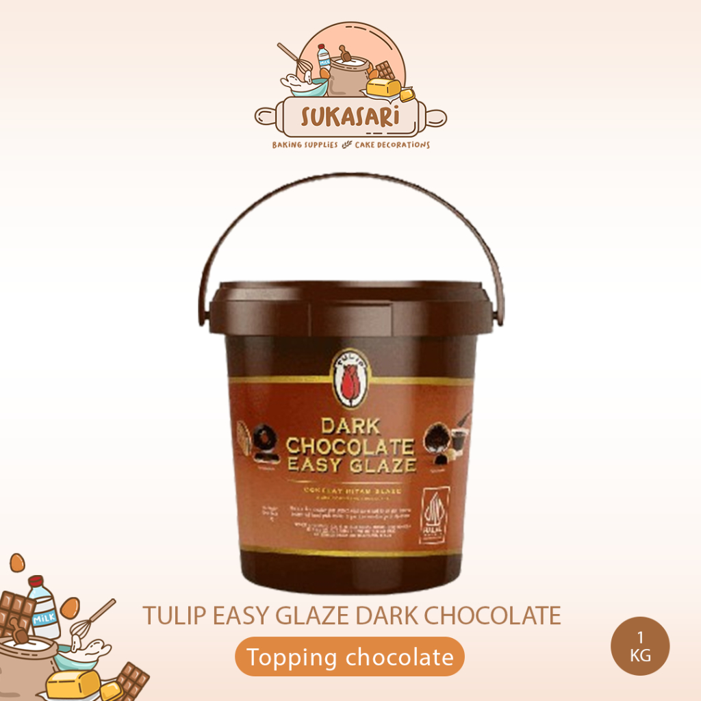 

Tulip Easy Glaze Dark Chocolate 1kg Topping chocolate cokelat dark