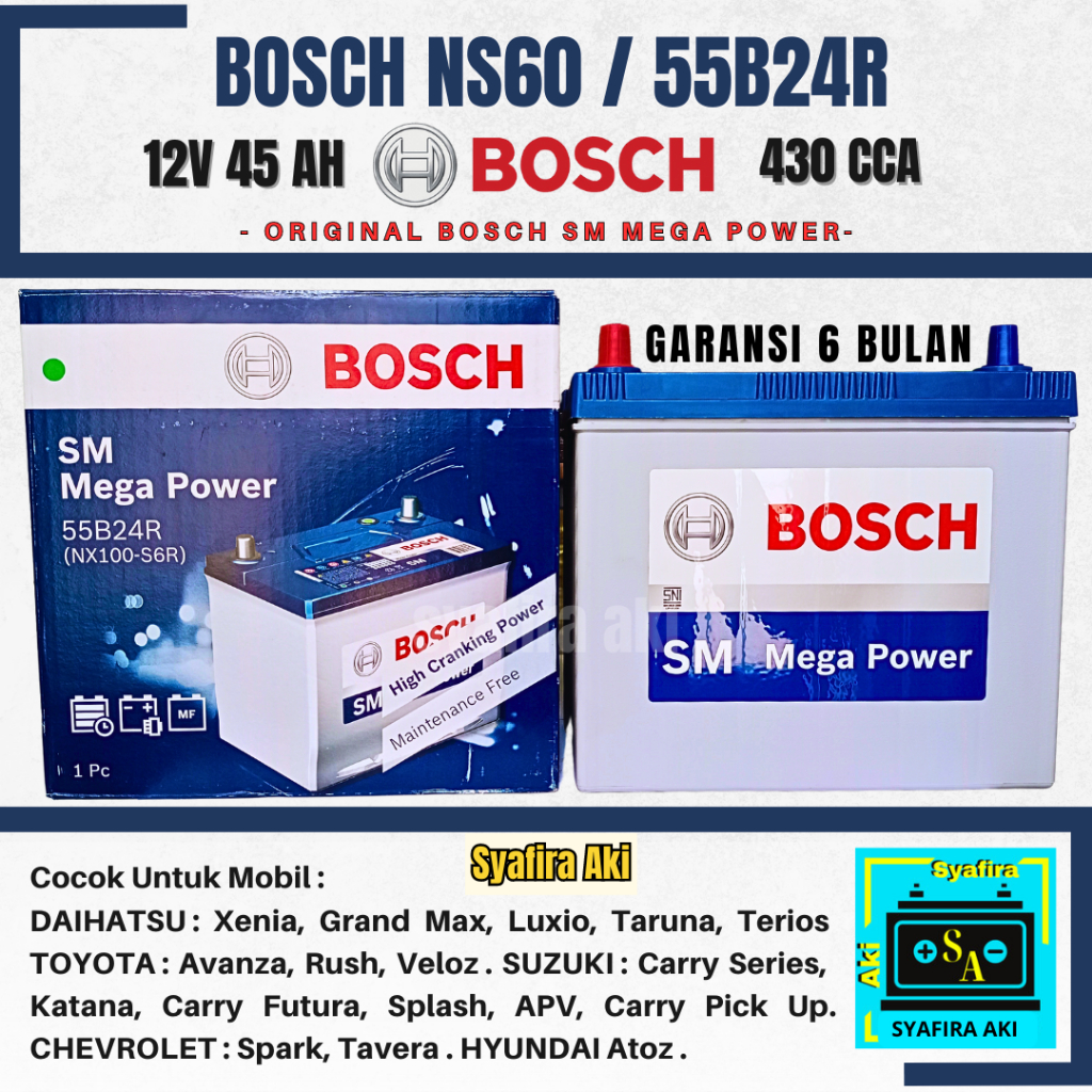 AKI MOBIL XENIA LAMA, AVANZA LAMA, LUXIO, GRANDMAX, RUSH, APV NS60 BOSCH MF